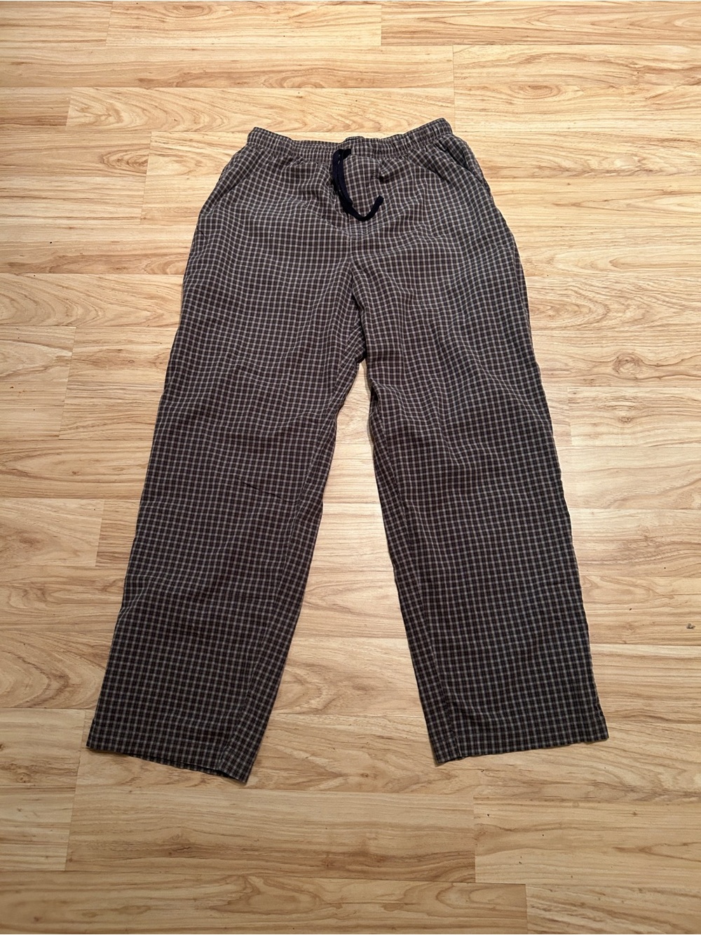 Men's Casual Brown Checker Pajama Pants - Men’s M
